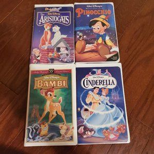 Lot Of 8 VHS Disney Animated Movies - Original Cases - Bambi, Cinderella, Etc